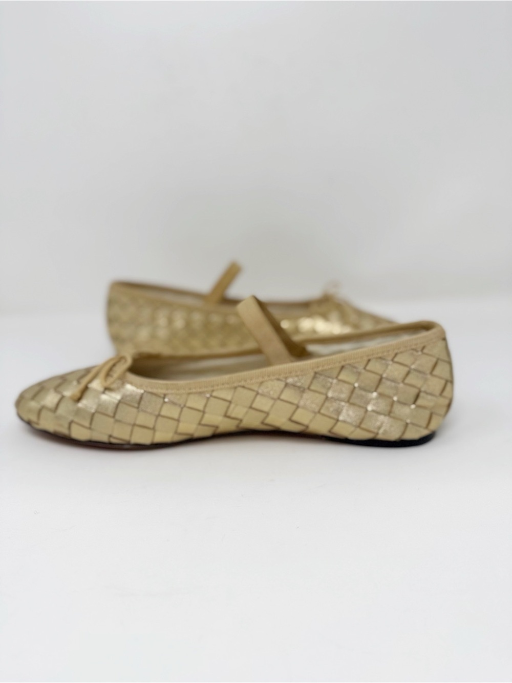 New Loeffler Randall Leonie Gold Woven Ballet Flat Sz 7 - Picture 10 of 13